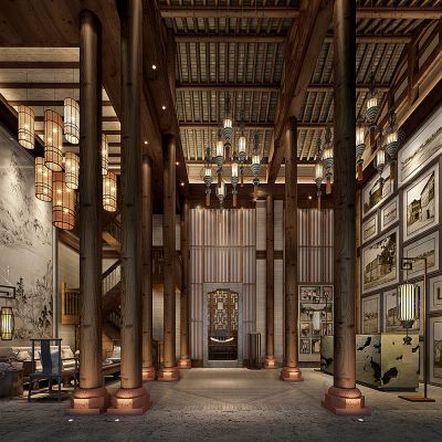 层会所接待台3D模型