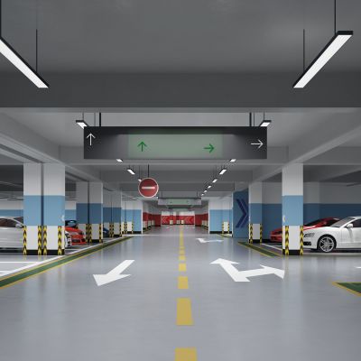 现代停车场地下车库汽车3D模型