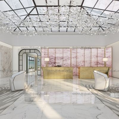 新中式前台服务台接待大厅