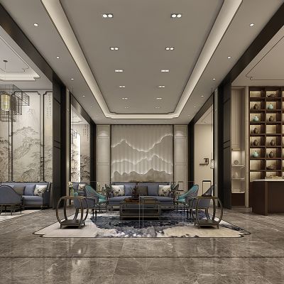 新中式售楼处角度3D模型