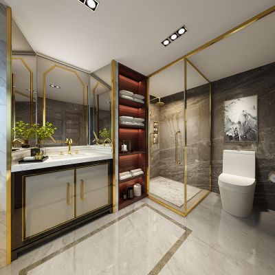 现代新中式简欧式卫生间洗手台