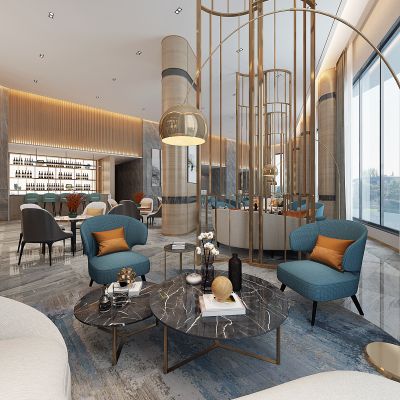 新中式酒店大堂吧售楼处