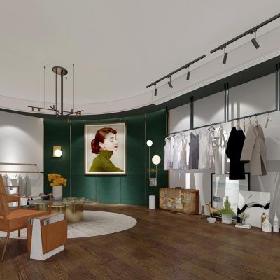 现代服装店女士衣服女装店皮箱