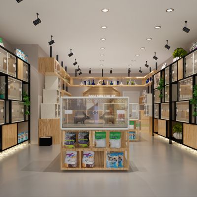 工业风格宠物店货架展柜展厅