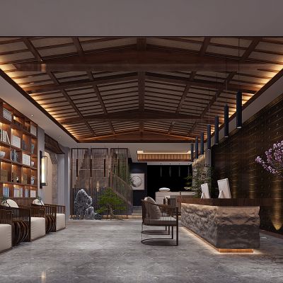 中式会所酒店接待大厅