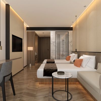 新中式酒店客房双床间标准间