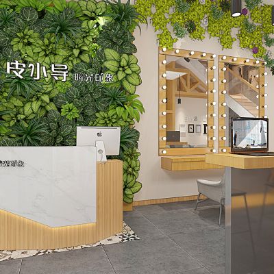 婚纱店婚纱影楼植物墙婚纱模特