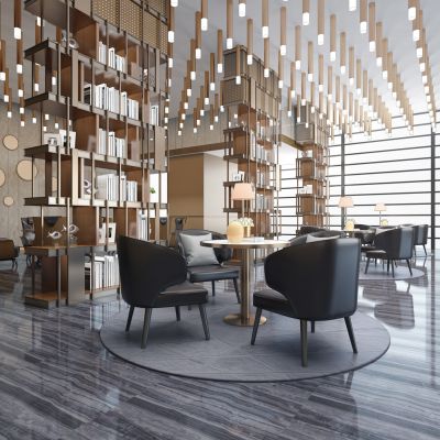 现代新中式售楼处会客区洽谈区