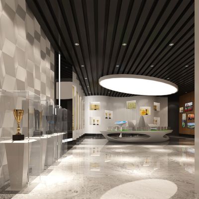 企业荣誉展厅展台奖杯