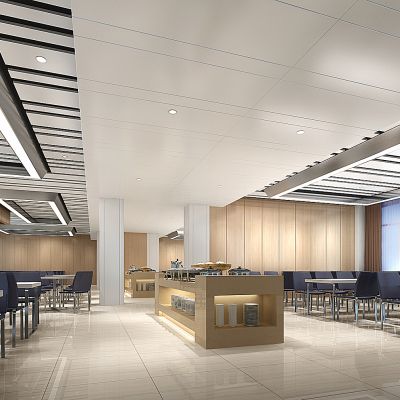 现代员工餐厅3D模型