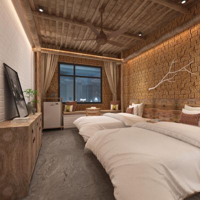 新中式民俗民宿酒店客房标准间双人间