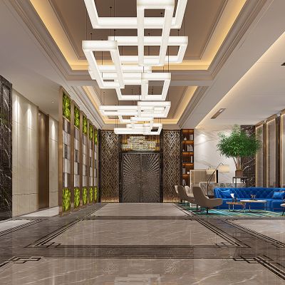 欧式会所酒店大厅大堂