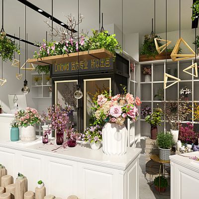鲜花花店植物花架盆栽吊篮