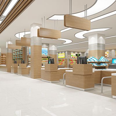 现代超市收银台