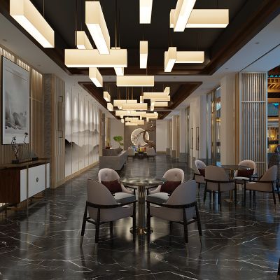 新中式酒店餐饮接待休闲大厅