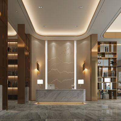 新中式酒店售楼处接待大厅前台