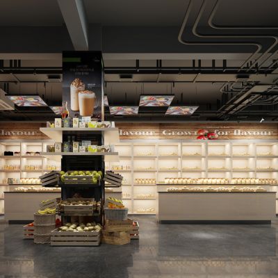 工业风面点蛋糕房蔬菜货架超市