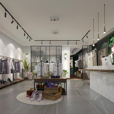 现代服装店女士衣服女装店皮箱