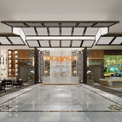 新中式售楼处前台接待区