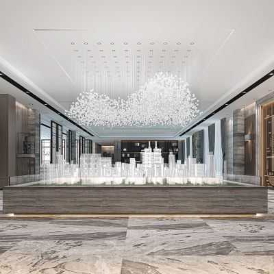 现代售楼处沙盘大型水晶吊灯