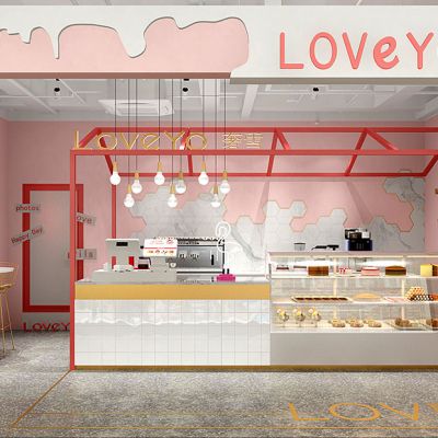 网红饮品店奶茶甜品蛋糕房店3d模型