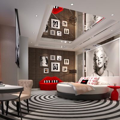 影院主题酒店客房圆床大床房