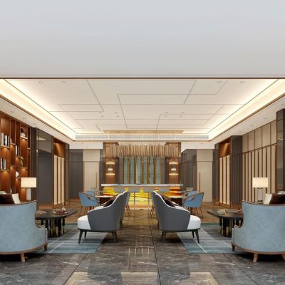 新中式现代会所售楼处大厅