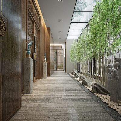 走廊电梯间竹子