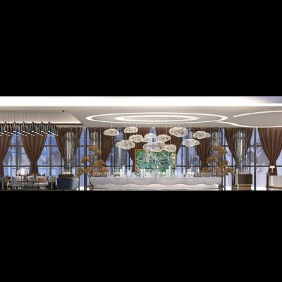 现代售楼处接待处云朵棉花吊灯