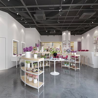 鲜花店花架花盆植物