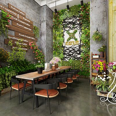 鲜花店植物盆栽花盆花架