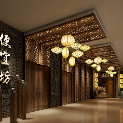 中式餐厅门头门头3D模型