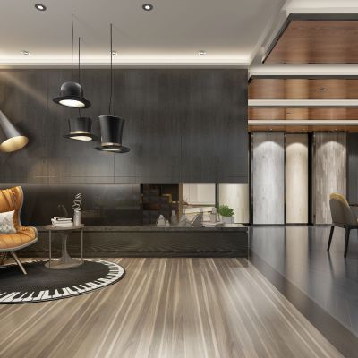 现代木地板专卖店休闲洽谈区