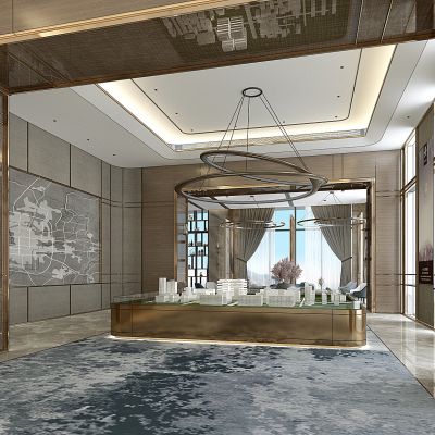 现代新中式售楼处沙发区