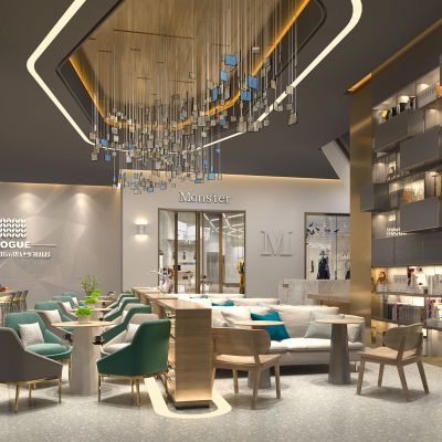 婚纱店婚纱影楼书柜休闲洽谈区