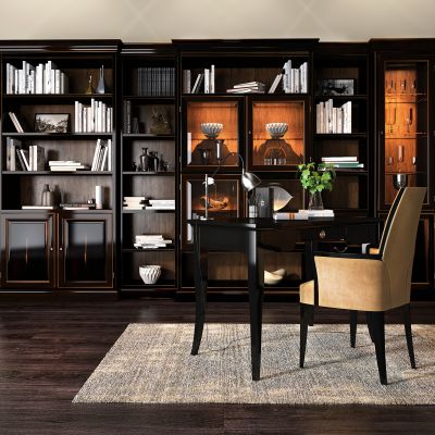 美式书柜书桌组合