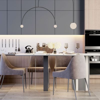 现代餐桌椅橱柜组合