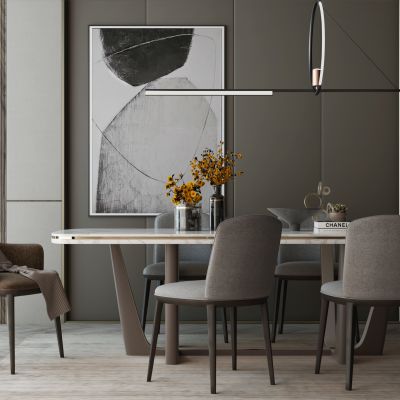 现代餐桌椅摆件组合