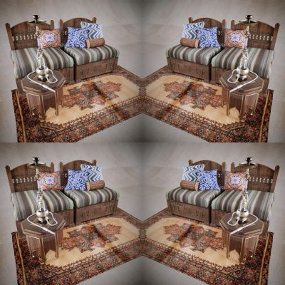 东南亚单人沙发茶几组合