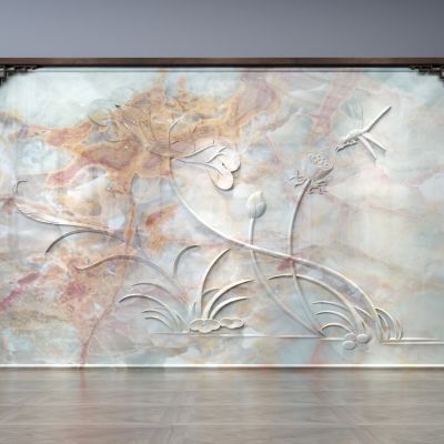 大理石雕刻背景墙,新中式背景墙