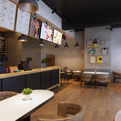 现代咖啡奶茶店3D模型