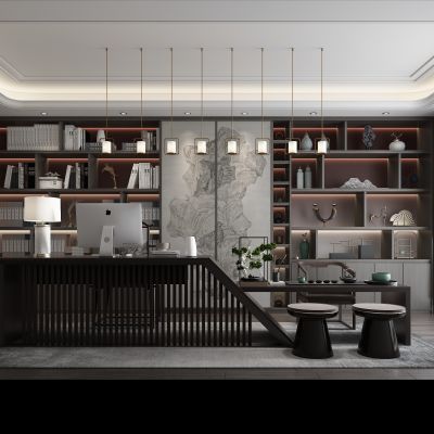 新中式书房现代书桌