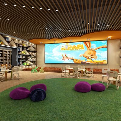 现代风格少儿活动区图书阅览室书店