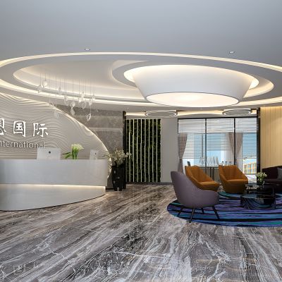 现代办公前台3D模型