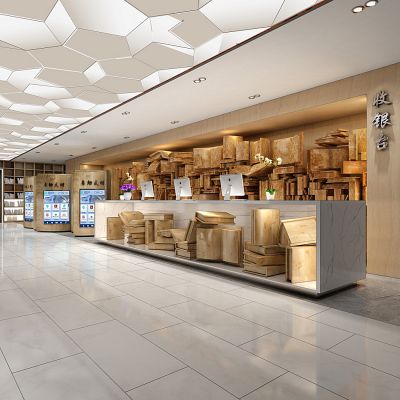 现代风格收银台书店图书