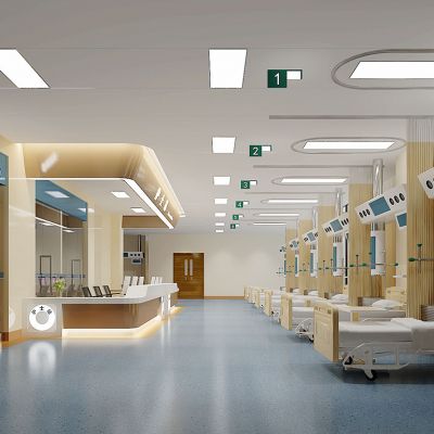 现代医院护士站住院处病床