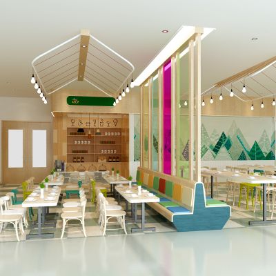 现代幼儿园餐厅、活动教室