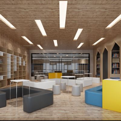 现代书店书吧阅读区