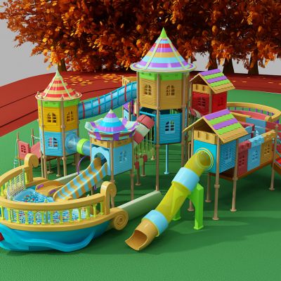 现代儿童游乐设备滑梯