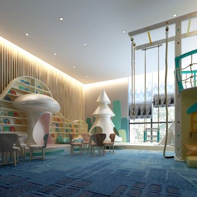 现代幼儿园儿童玩具图书馆阅读区